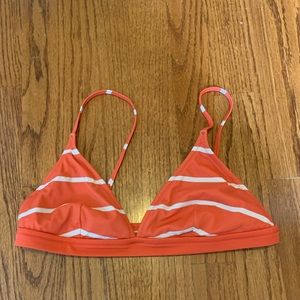 jcrew white and orange striped bikini top